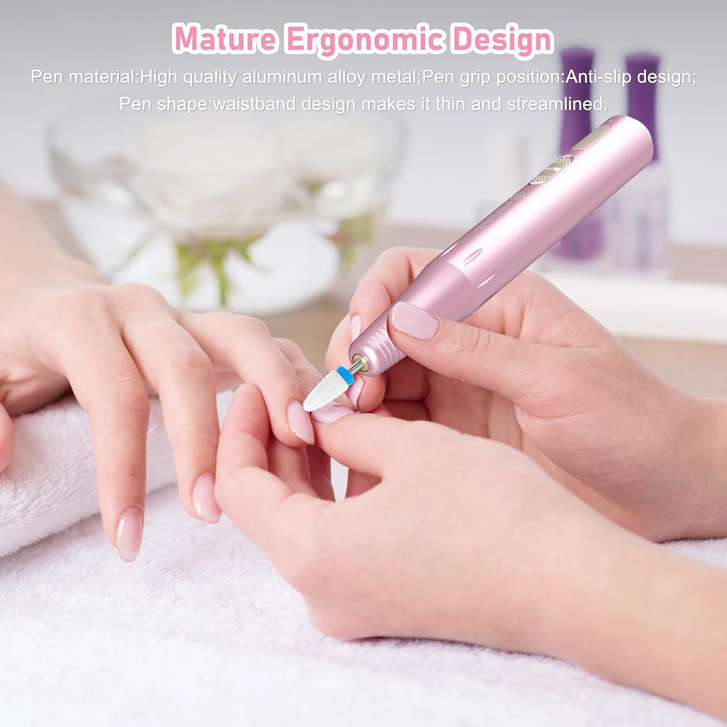 Kafellongs Cordless Electric Nail Drill Drill & File Manicure Machine, Acrylic & Gel Nail Kit