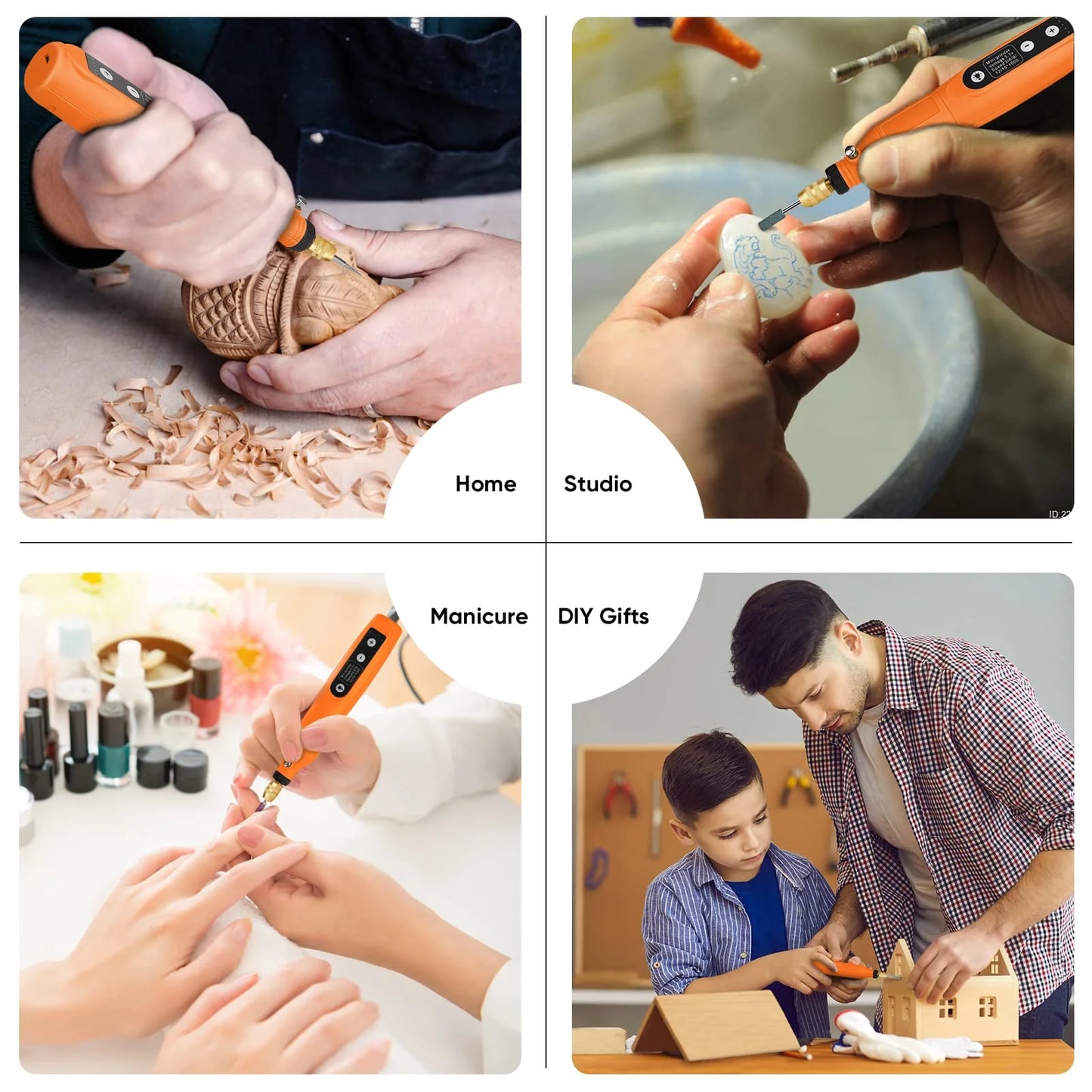 Cordless Rotary Tool Kit 5-Speed Variable and USB Charging Cable Mini Power Rotary Tools, 4.2V with 61 Pcs Accessories for DIY Crafts (Orange)