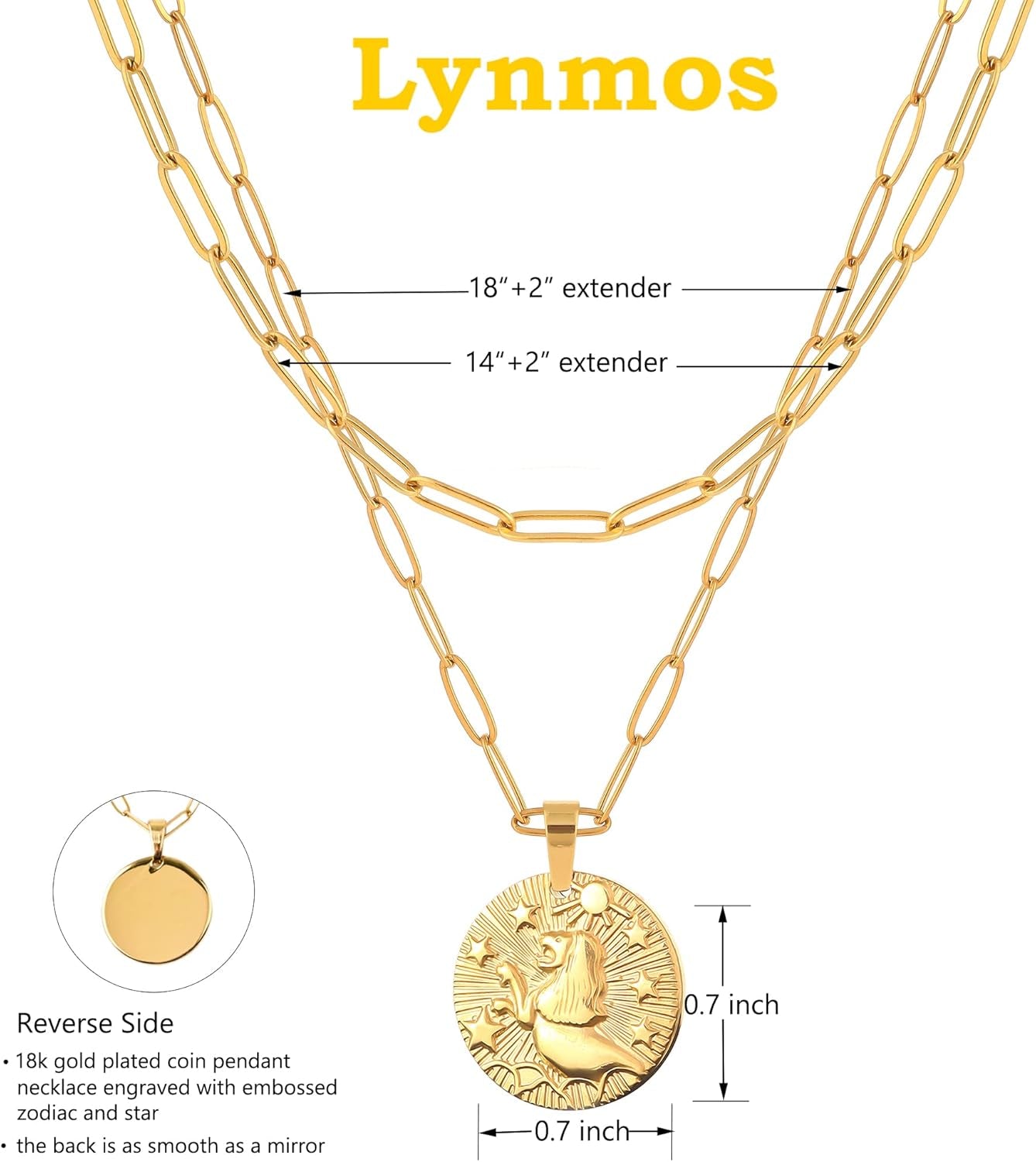Dainty Zodiac Necklace for Women Zodiac Sign Necklaces 18K Real Gold Plated Paperclip Link Chain Necklaces Layered Gold Necklaces for Women Jewelry Gifts