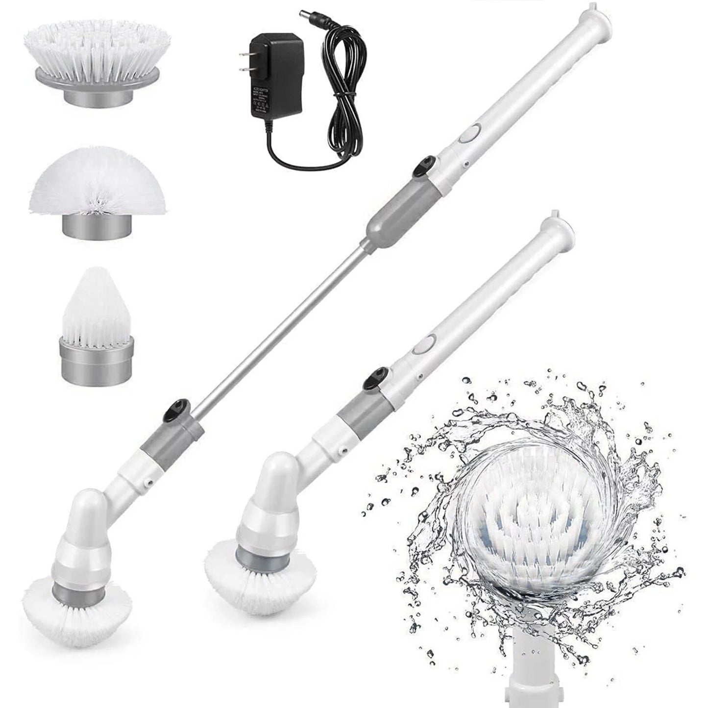 Electric Spin Scrubber, Rechargeable Power Scrubber, Shower Scrubber for Cleaning Electric Spin Shower Brush Cleaner with Long Handle, Electric Scrub Brush for Cleaning Bathroom & Bath Tub