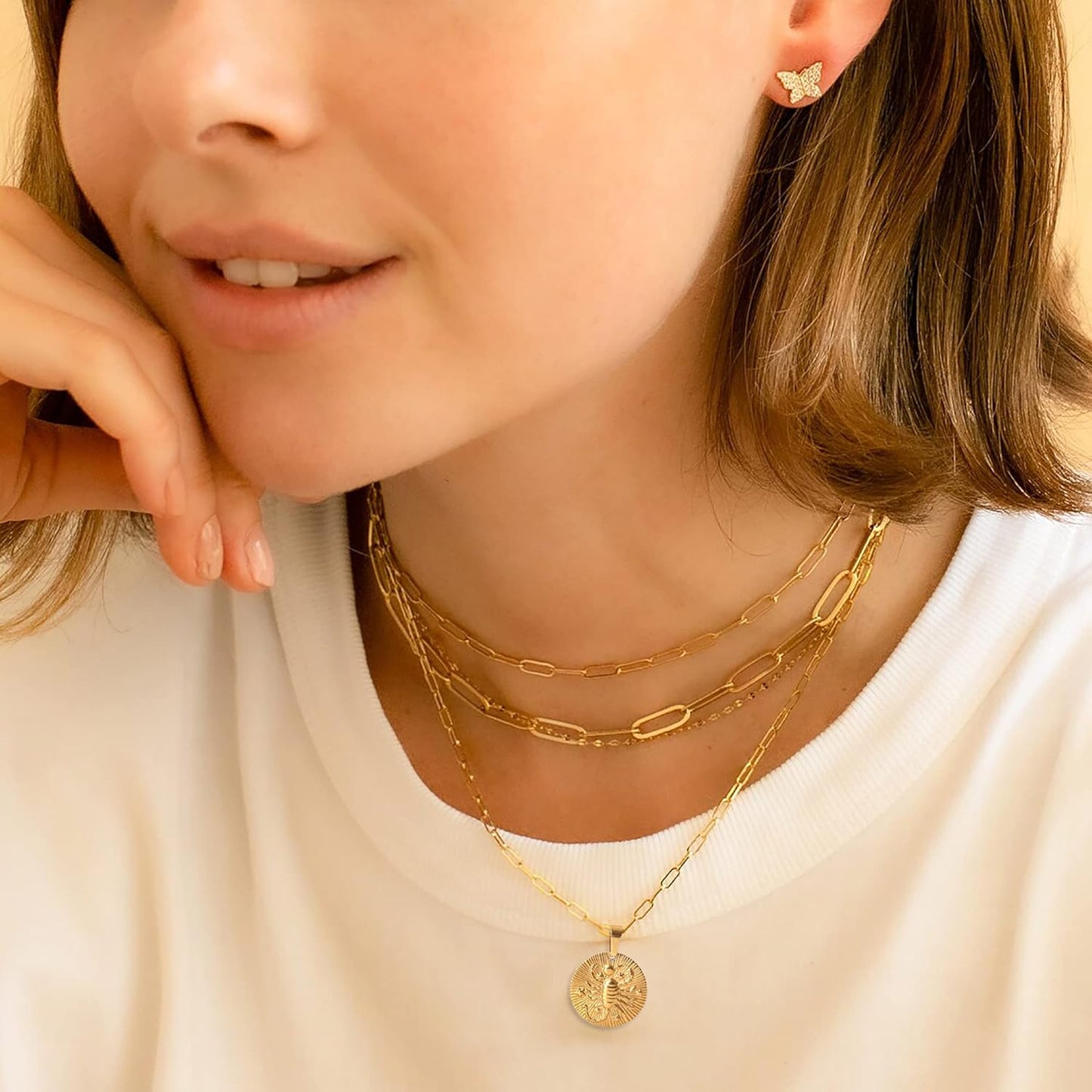 Dainty Zodiac Necklace for Women Zodiac Sign Necklaces 18K Real Gold Plated Paperclip Link Chain Necklaces Layered Gold Necklaces for Women Jewelry Gifts