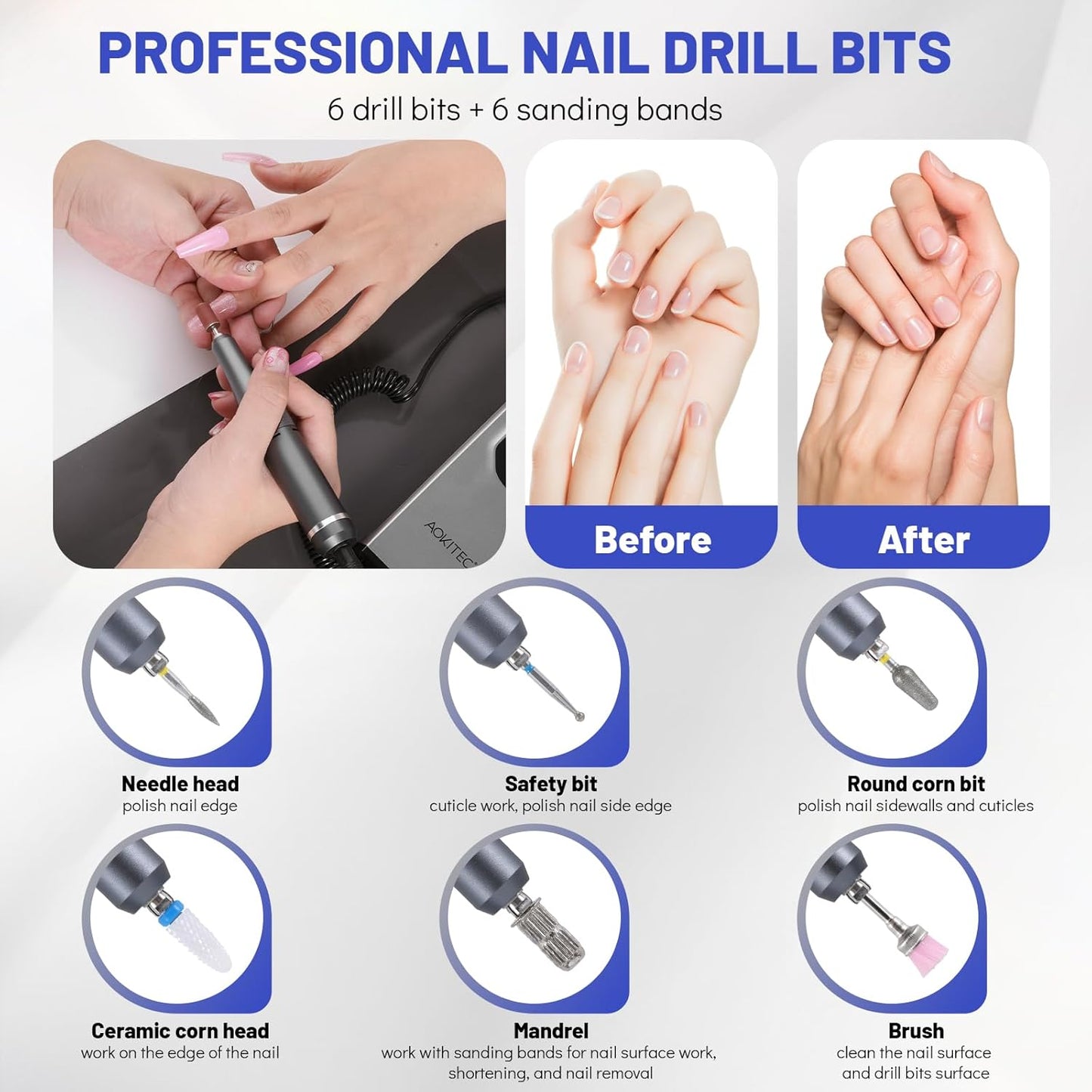 Nail Drill 400000 RPM - Rechargeable Electric Nail File with Nail Drill Bits for Dip Powder Acrylic Nails Gel Polish, Manicure Pedicure Nail Art Tool for Prep&Removal, Nail Tech Must Haves
