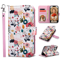 Iphone 13 Pro Wallet Case for Women Girls, Kickstand PU Leather Phone Case with Card Holder for Apple Iphone 13 Pro 6.1 Inch 2021, Wild Flora