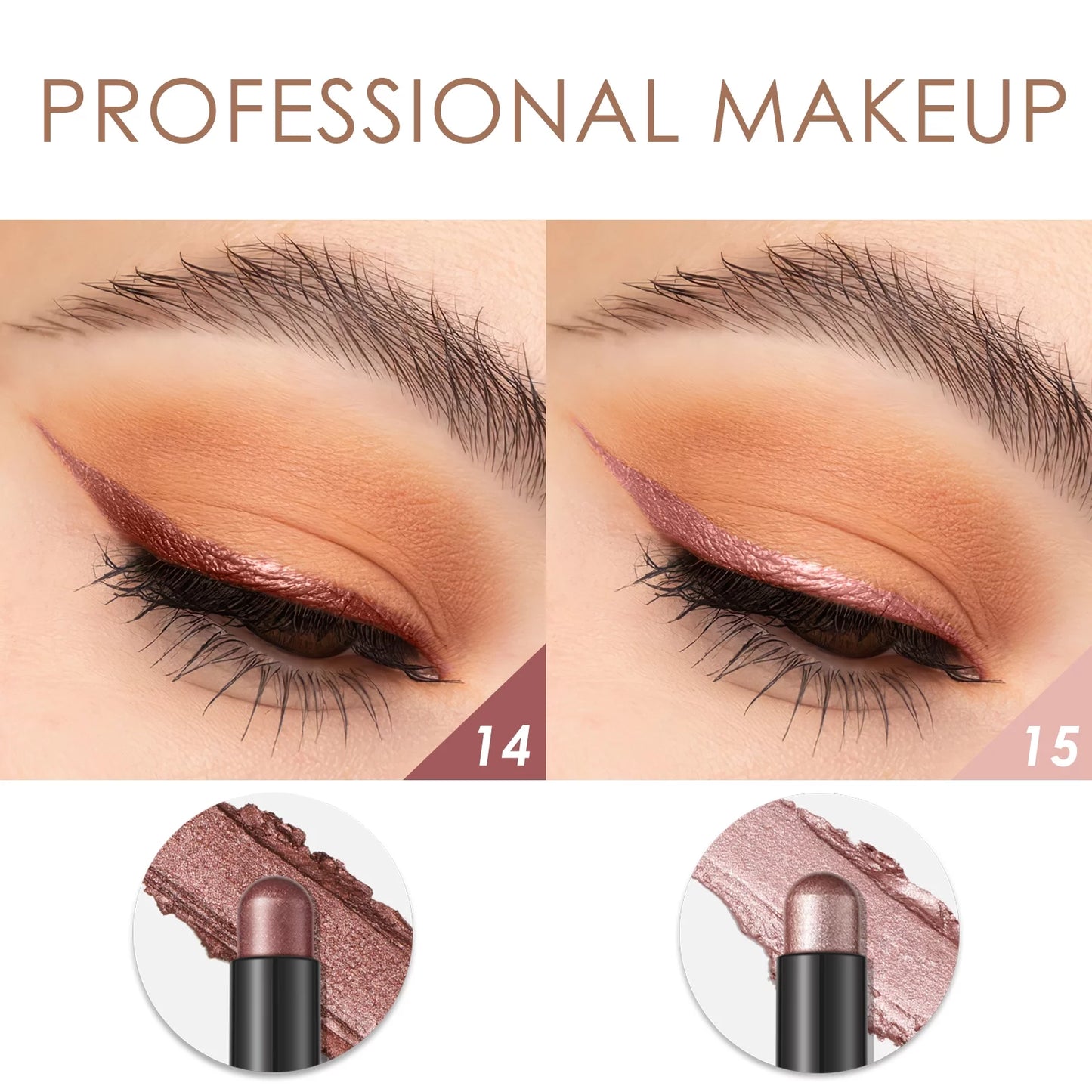 (2 Pcs) 2 in 1 Eyeshadow and Eyeliner Pen,Waterproof Eyeshadow Stick, Silky Peach