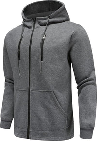 Men'S Hoodies Zip up Cotton Fleece Warm Hooded Sweatshirt Winter Jacket Workout Hoodie Pullover with Pockets