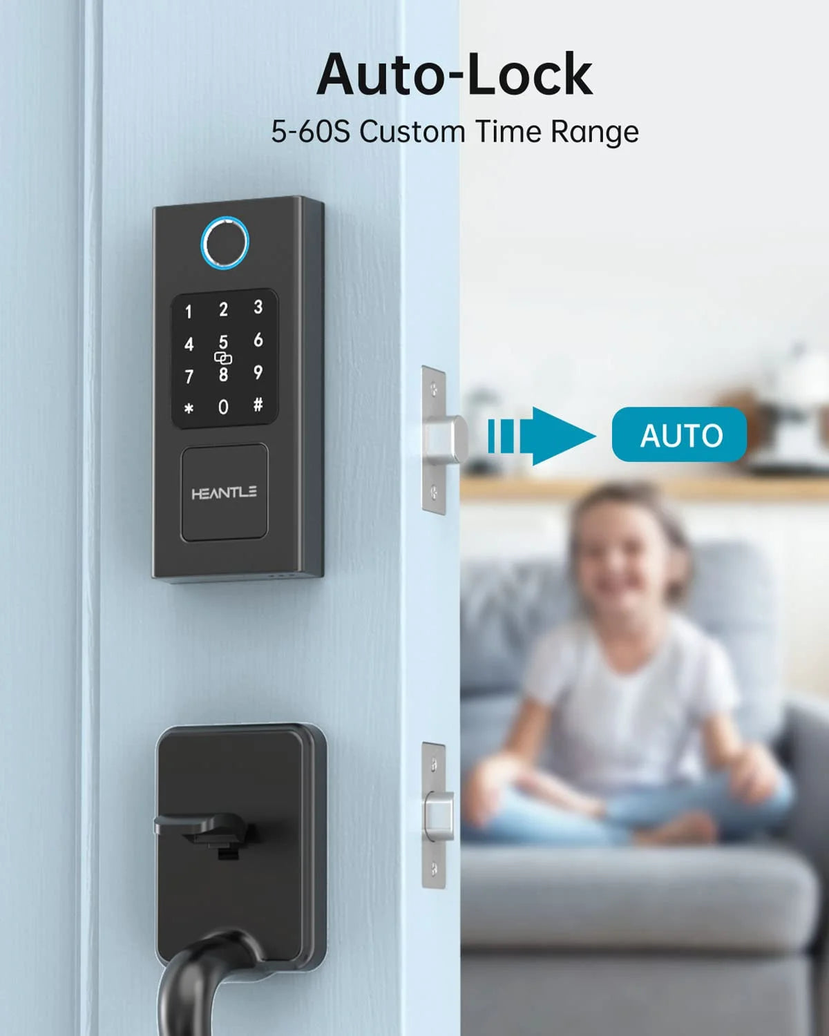 Smart Door Lock, Keyless Entry Door Lock Fingerprint Electronic Deadbolt Digital Bluetooth Biometric Door Locks with Keypads Smart Locks for Front Door, Auto Door Lock Work with App