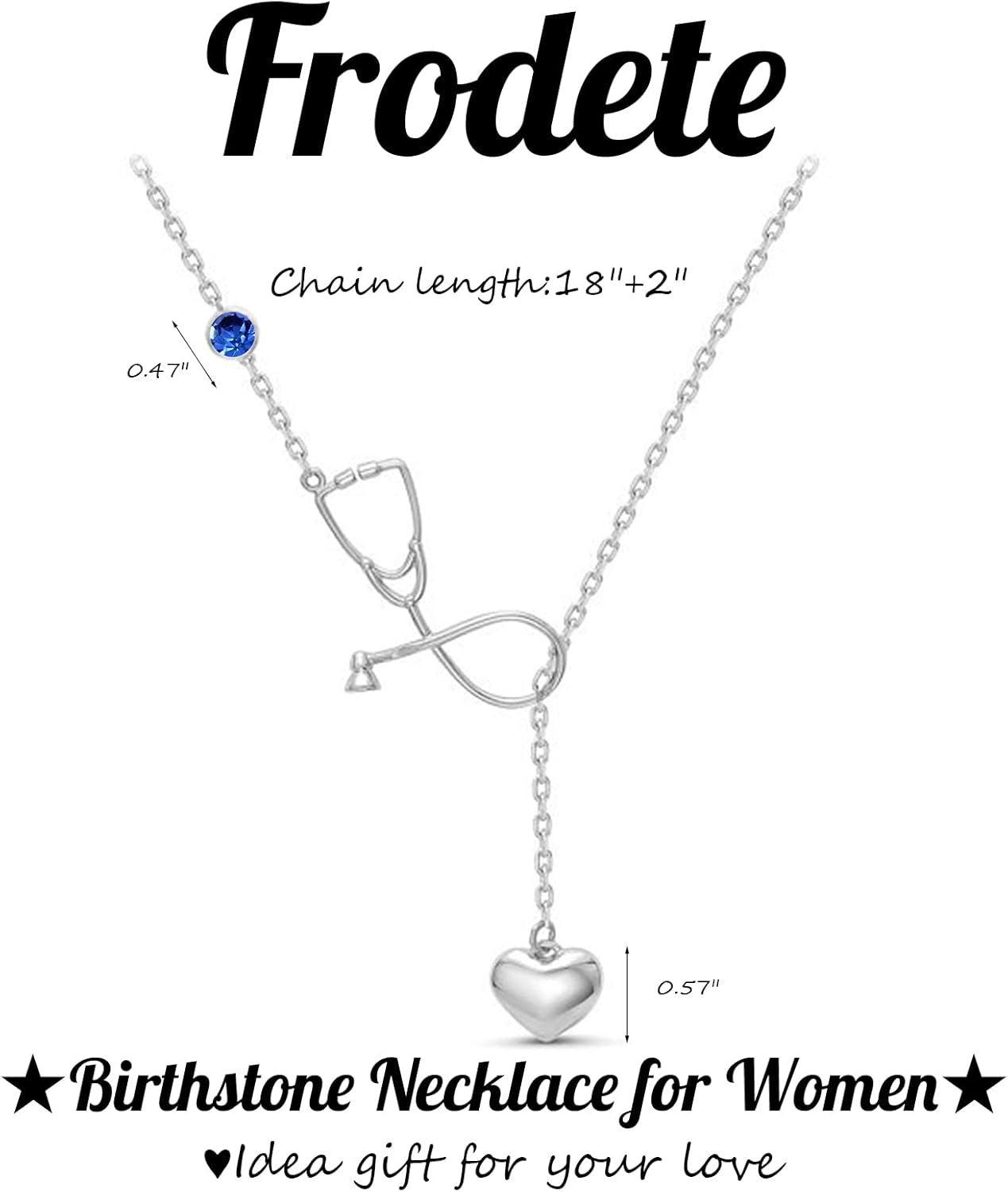 Nurse Necklace for Women Silver Stethoscope Necklace Birthstone Nurse Necklaces for Girls Graduation Gift for Doctor Nurse Medical Student