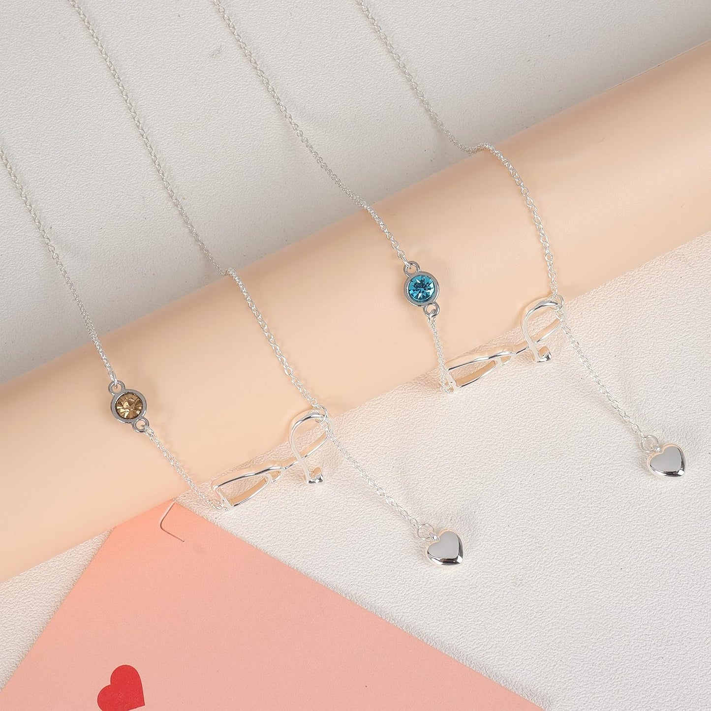 Nurse Necklace for Women Silver Stethoscope Necklace Birthstone Nurse Necklaces for Girls Graduation Gift for Doctor Nurse Medical Student