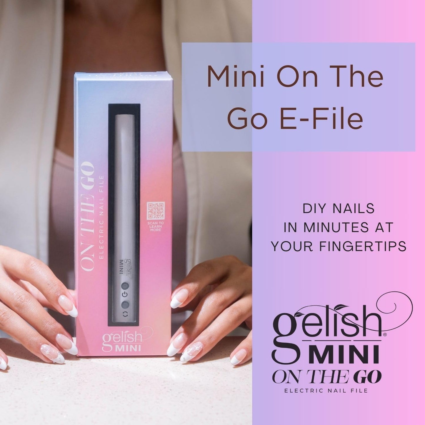 Gelish MINI on the Go Electric Nail File - Lightweight, Portable Nail Drill, Sha