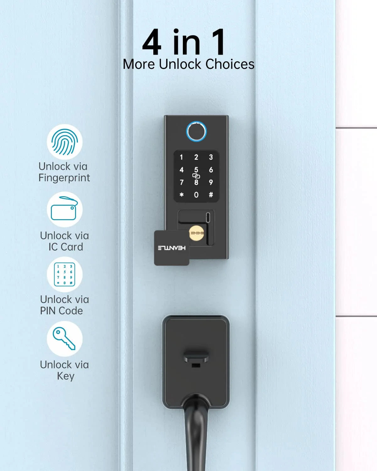 Smart Door Lock, Keyless Entry Door Lock Fingerprint Electronic Deadbolt Digital Bluetooth Biometric Door Locks with Keypads Smart Locks for Front Door, Auto Door Lock Work with App