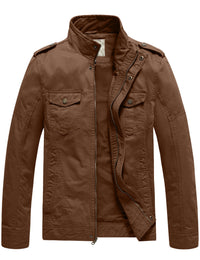 Men'S Lightweight Cotton Jacket Canvas Cargo Jacket Coffee XL