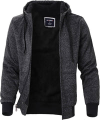 Thick Fleece Hoodie for Men Winter Warm Heavyweight Sherpa Lined Zip up Hooded Jacket