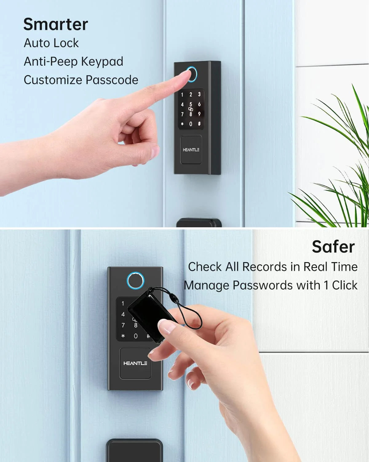 Smart Door Lock, Keyless Entry Door Lock Fingerprint Electronic Deadbolt Digital Bluetooth Biometric Door Locks with Keypads Smart Locks for Front Door, Auto Door Lock Work with App