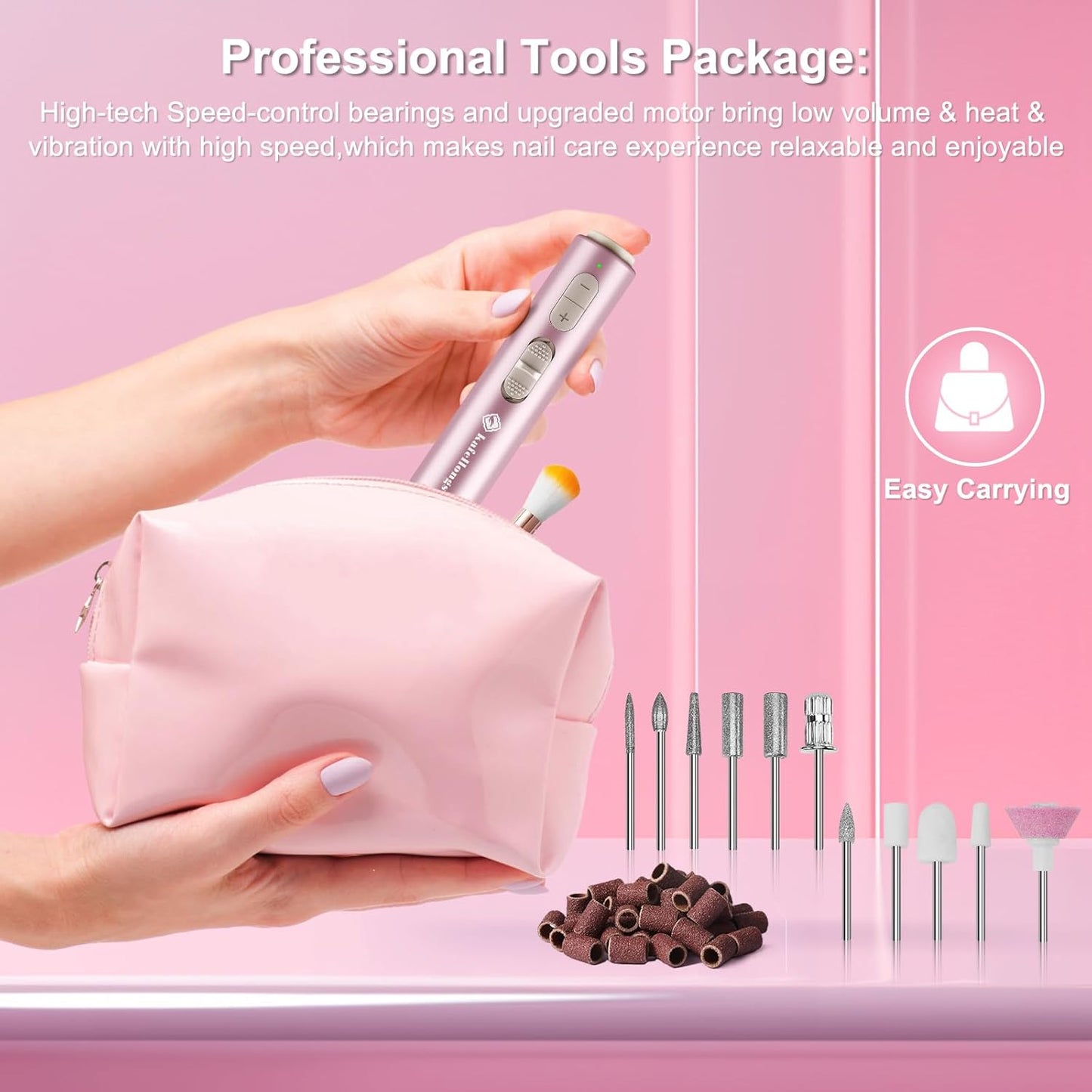 Kafellongs Cordless Electric Nail Drill Drill & File Manicure Machine, Acrylic & Gel Nail Kit