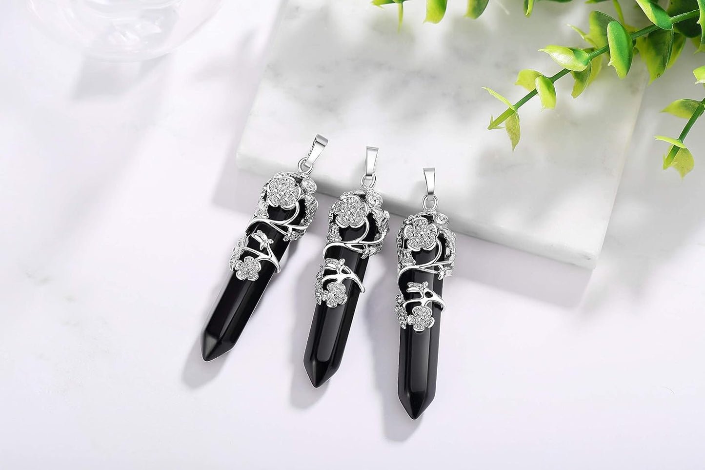 Crystal Necklace Flower Wrapped Point Pendant Necklaces Reiki Healing Crystals Stone Necklaces Gemstone Quartz Jewelry for Women
