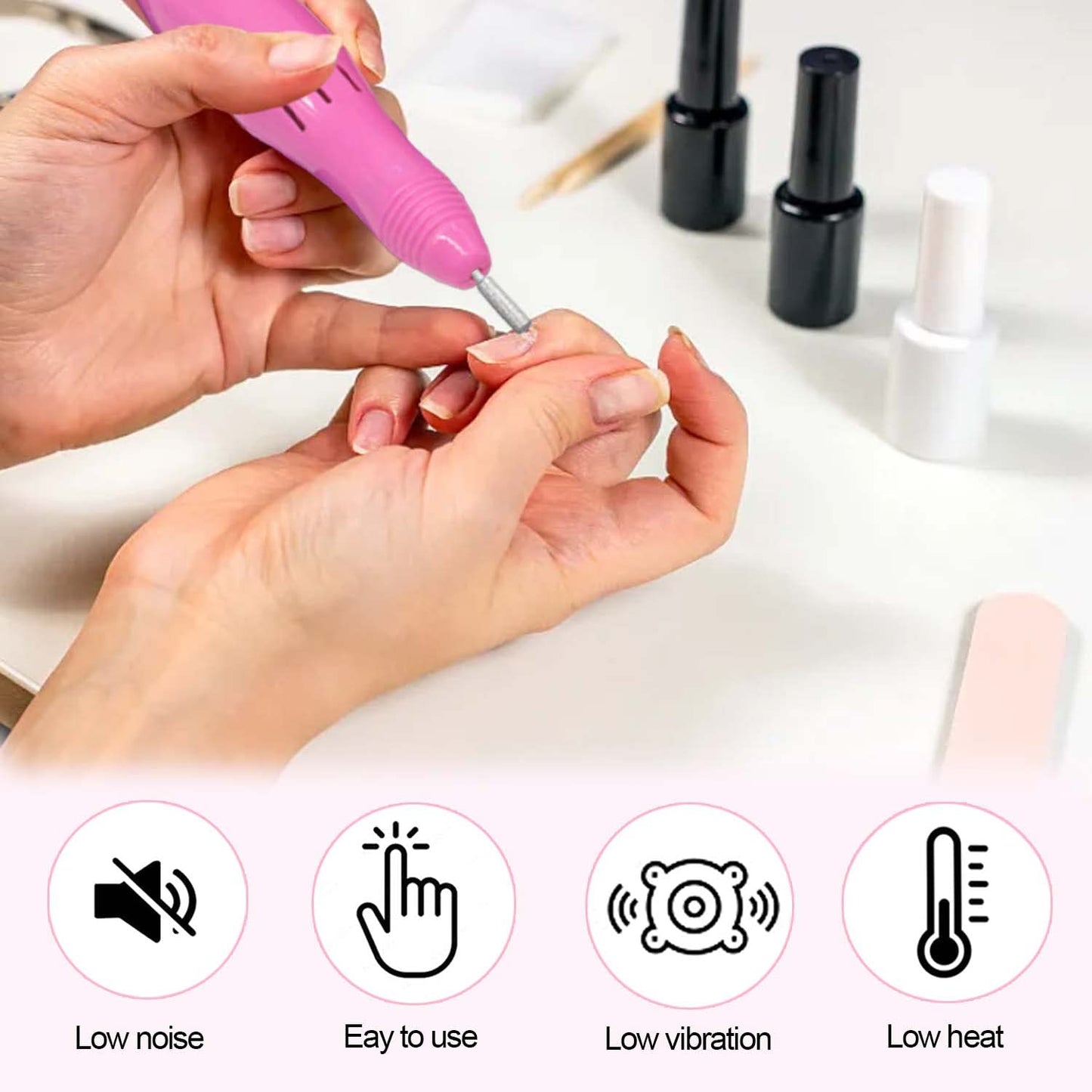 Electric Nail Drill Machine 20000 RPM, Acrylic Nail Tools for Thick Nails File Kit, Gel Nails Manicure Pedicure Polisher Sets for Home Salon Use
