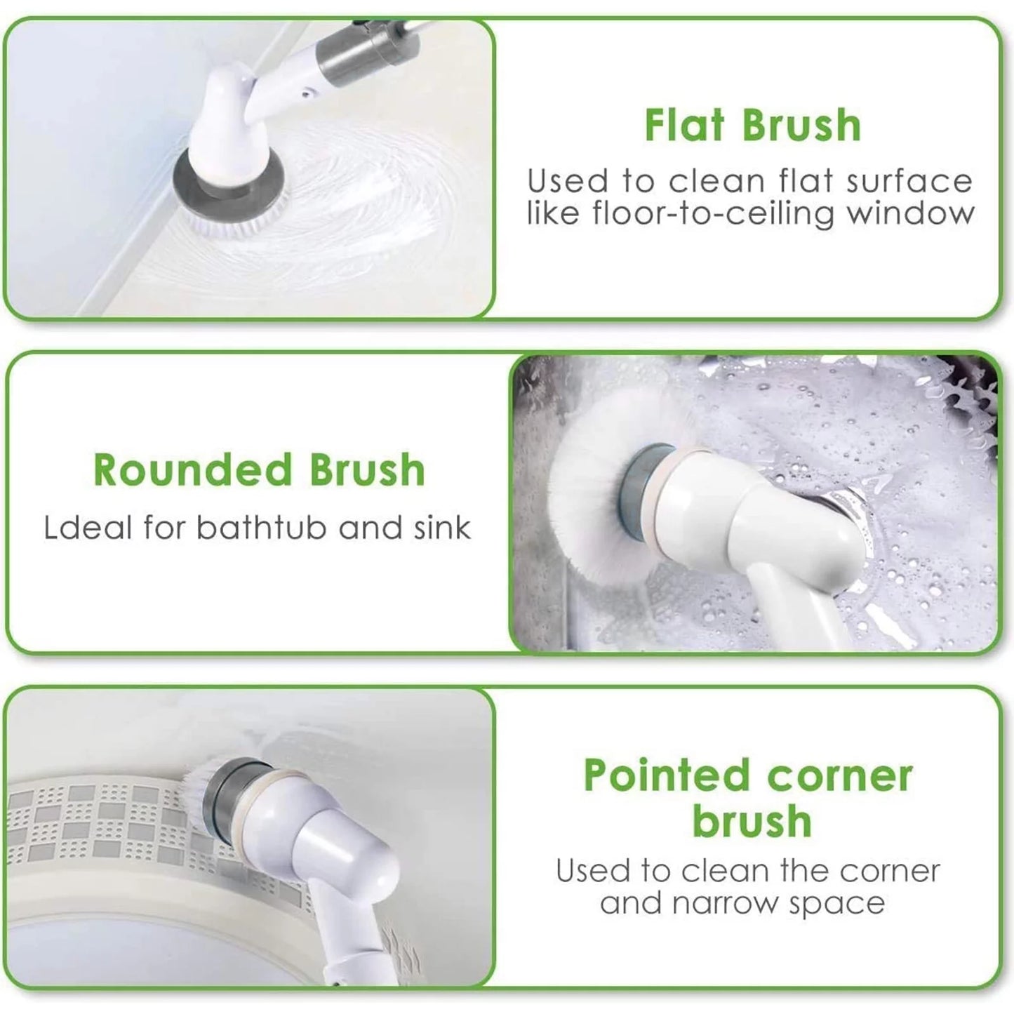 Electric Spin Scrubber, Rechargeable Power Scrubber, Shower Scrubber for Cleaning Electric Spin Shower Brush Cleaner with Long Handle, Electric Scrub Brush for Cleaning Bathroom & Bath Tub
