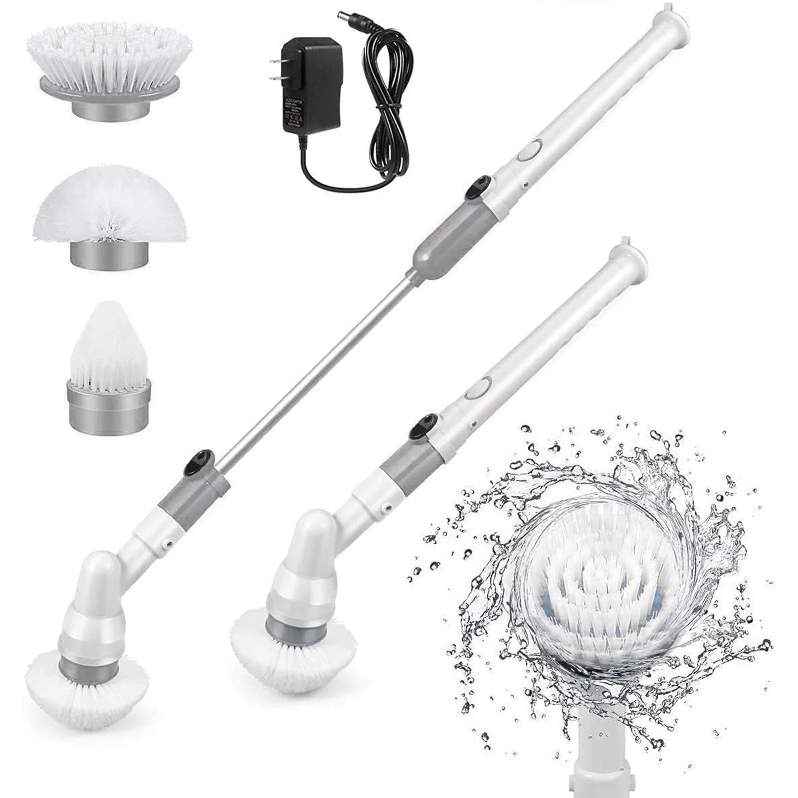 Electric Spin Scrubber, Rechargeable Power Scrubber, Shower Scrubber for Cleaning Electric Spin Shower Brush Cleaner with Long Handle, Electric Scrub Brush for Cleaning Bathroom & Bath Tub