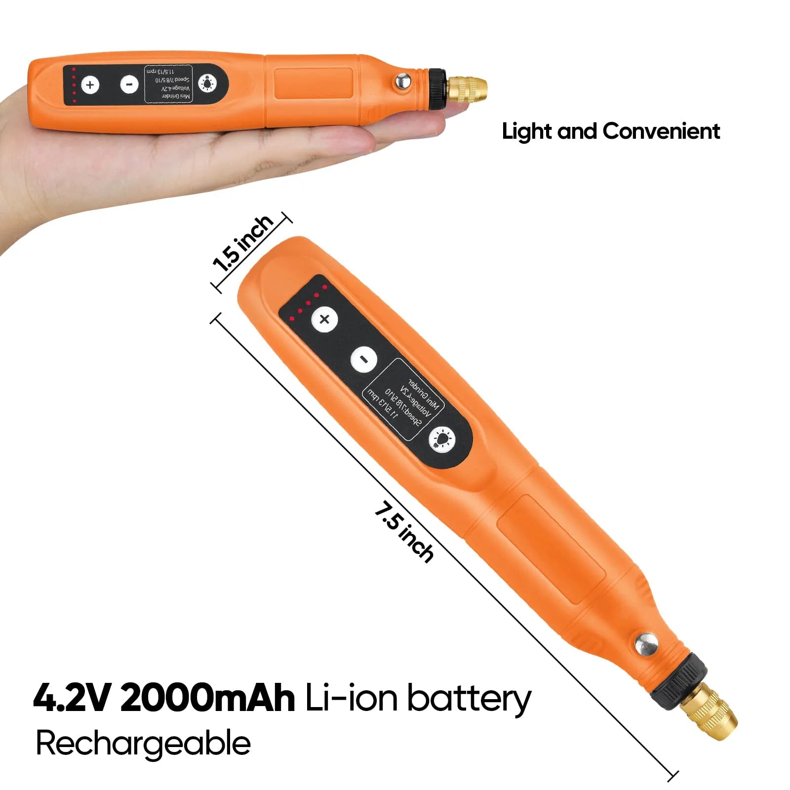 Cordless Rotary Tool Kit 5-Speed Variable and USB Charging Cable Mini Power Rotary Tools, 4.2V with 61 Pcs Accessories for DIY Crafts (Orange)