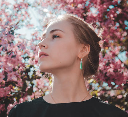 Healing Crystals Earrings Sets for Women Hexagonal Points Real Natural Green Aventurine Obsidian Opal Quartz Dangling Drop Dangle Earrings Spiritual Energy Gemstones Reiki Balancing Crystal