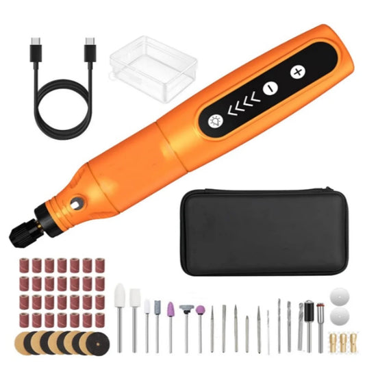 Cordless Rotary Tool Kit 5-Speed Variable and USB Charging Cable Mini Power Rotary Tools, 4.2V with 61 Pcs Accessories for DIY Crafts (Orange)