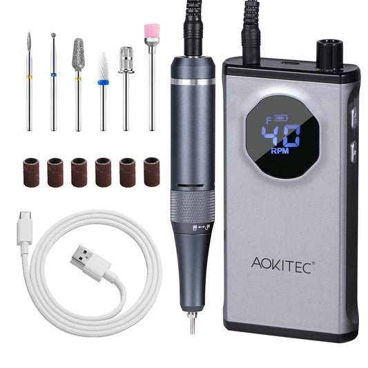 Nail Drill 400000 RPM - Rechargeable Electric Nail File with Nail Drill Bits for Dip Powder Acrylic Nails Gel Polish, Manicure Pedicure Nail Art Tool for Prep&Removal, Nail Tech Must Haves