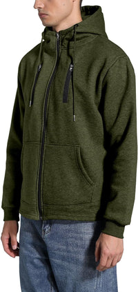 Men'S Hoodies Zip up Cotton Fleece Warm Hooded Sweatshirt Winter Jacket Workout Hoodie Pullover with Pockets