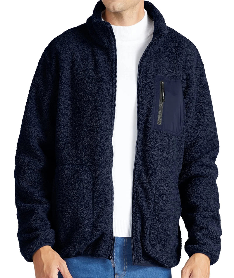 Men'S Winter 220GSM Fleece Jacket, Warm with Pockets, Sizes S-3XL, Ideal for Cold Weather