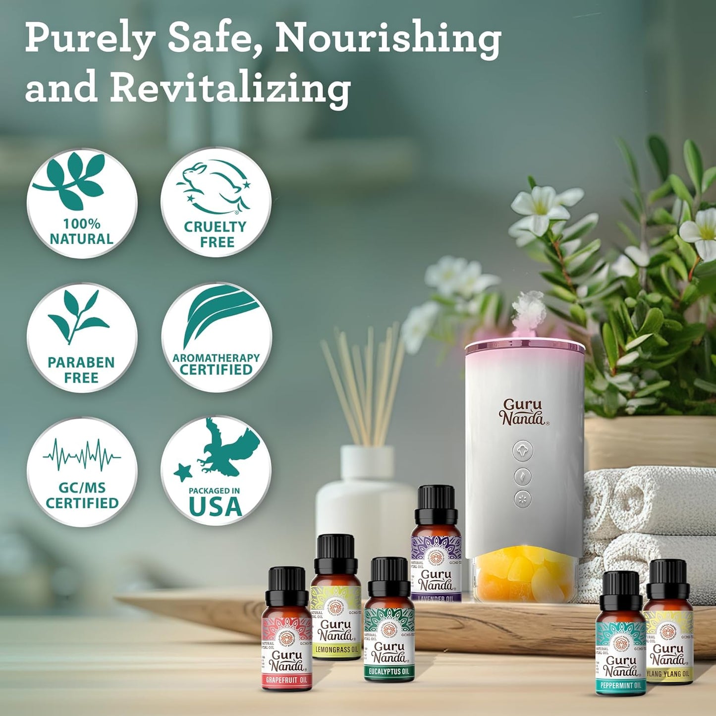 Essential Oils Set for Diffusers, 100% Pure, Aromatherapy, Massage, Skin Care, Candle and Soap Making Lavender, Peppermint, Eucalyptus, Orange, Lemongrass, Cedarwood 0.33 Fl Oz (Pack of 6)