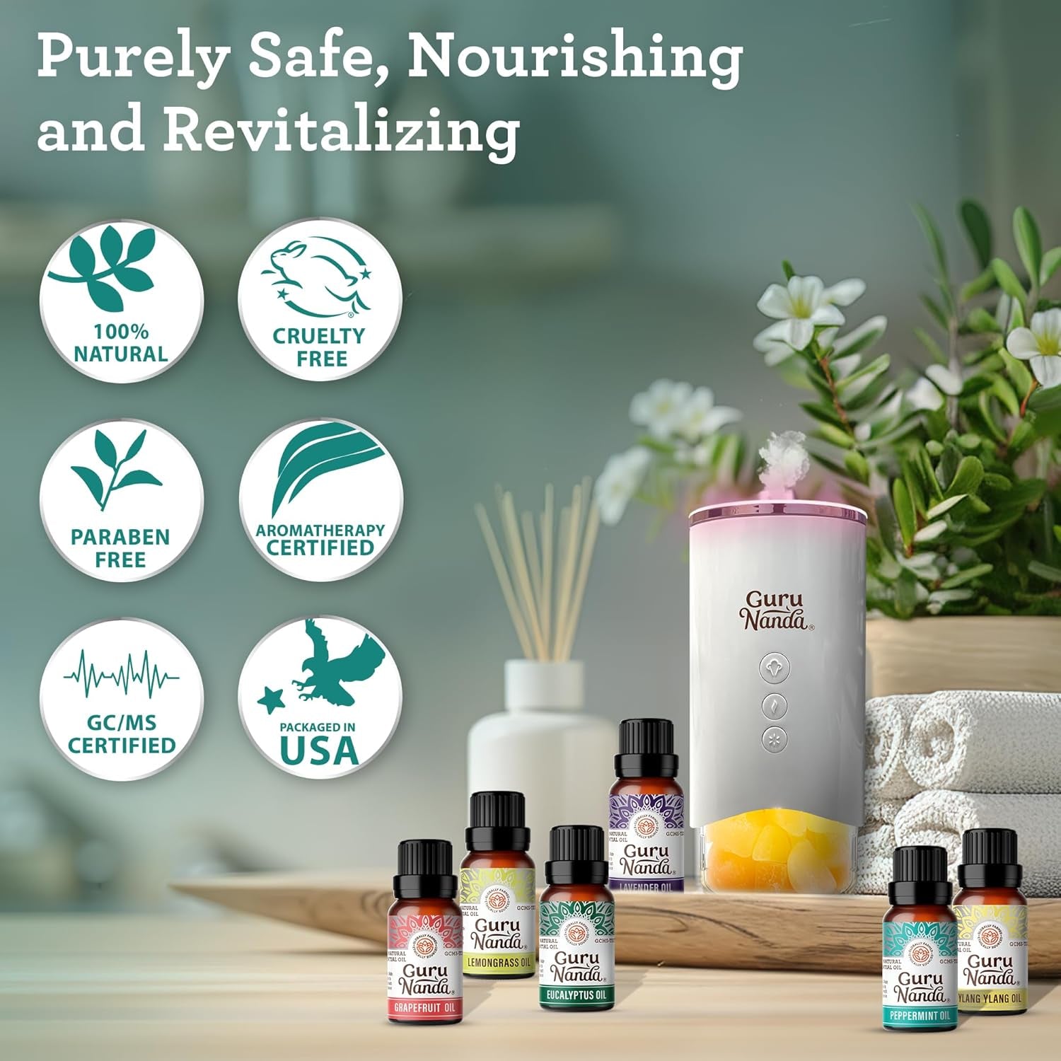 Essential Oils Set for Diffusers, 100% Pure, Aromatherapy, Massage, Skin Care, Candle and Soap Making Lavender, Peppermint, Eucalyptus, Orange, Lemongrass, Cedarwood 0.33 Fl Oz (Pack of 6)