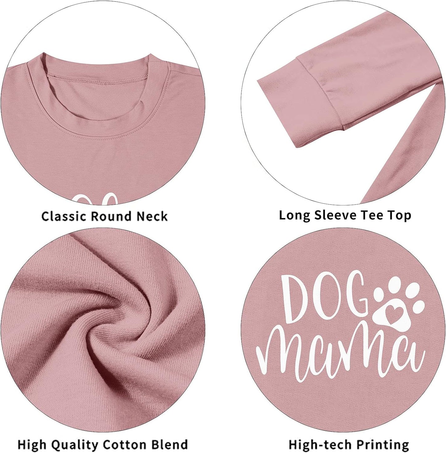 Dog Mom Sweatshirt Women Dog Mama Shirt Pullover Cute Dog Sweater Long Sleeve Letter Print Tshirt Tops