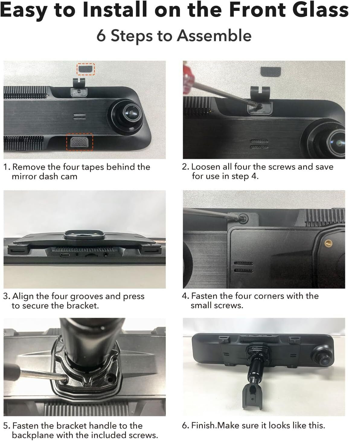 G840S ”Mirror Dash Cam Rear View Mirror Dash Camera Front and Rear