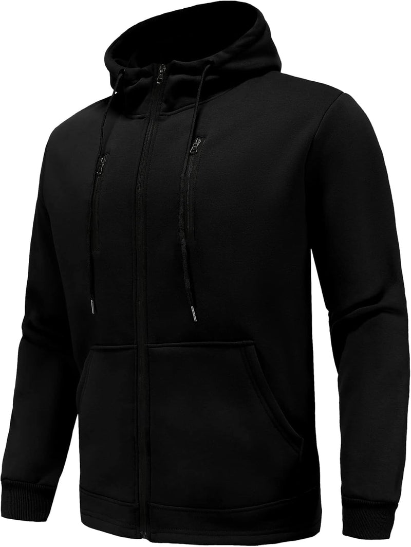 Men'S Hoodies Zip up Cotton Fleece Warm Hooded Sweatshirt Winter Jacket Workout Hoodie Pullover with Pockets