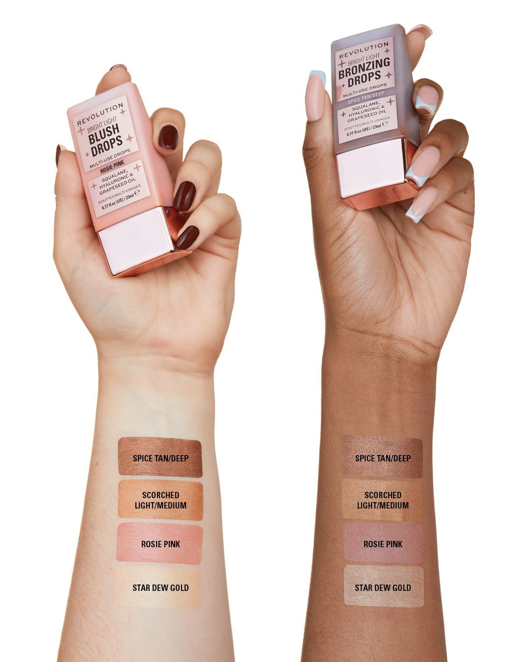 Revolution, Bright Light Glow Blush Drops, Builable Liquid Blush for Face, Infused with Hyaluronic Acid, Vegan & Cruelty-Free, Pink Rosie, 0.77 Fl Oz