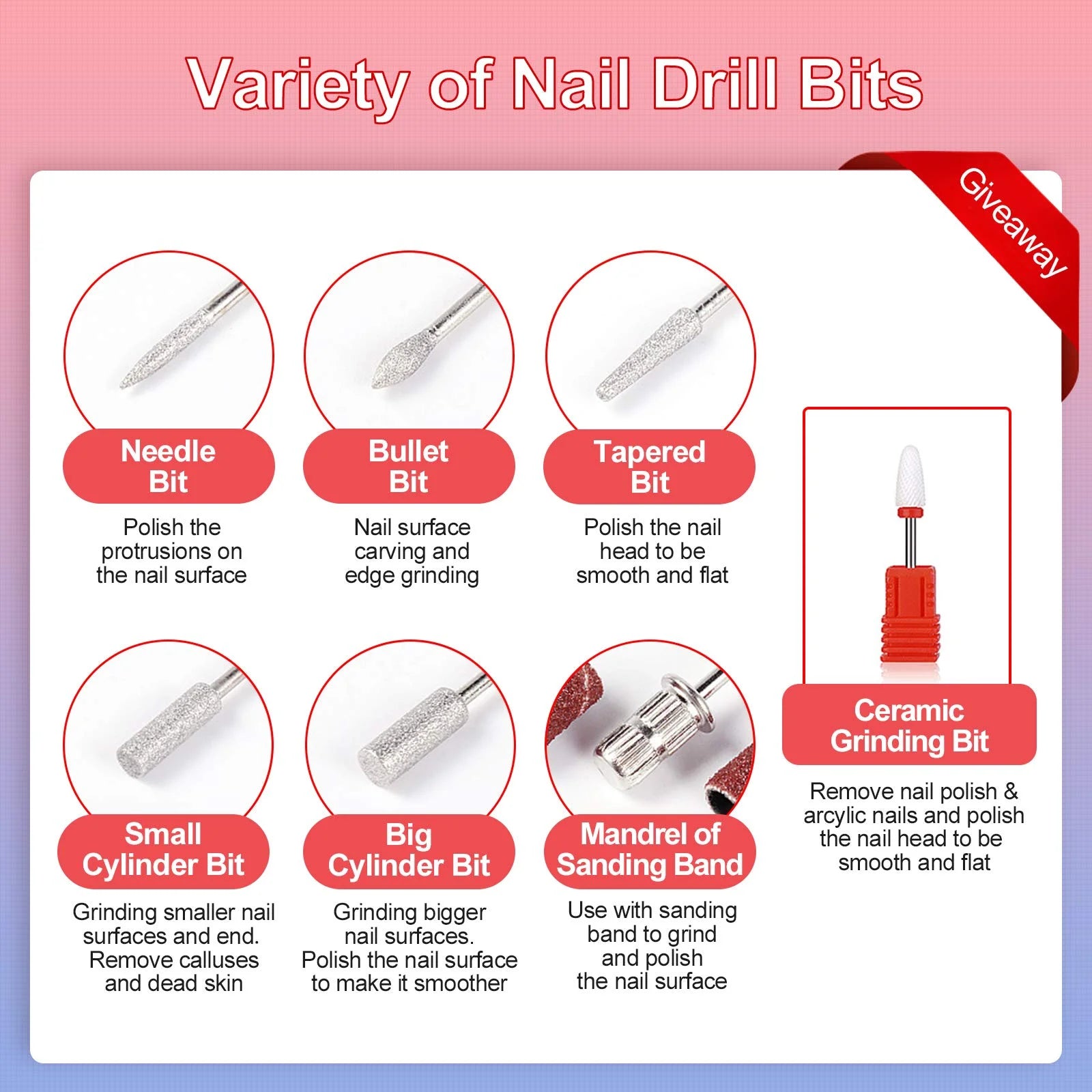 Electric Nail Drill Machine,  Professional Nail Drill Kit (66Pcs Cordless Portable 4-Speed Rechargeable Forward & Reverse Design Nail File Set) for Acrylic Nails/Diy Manicure & Pedicure