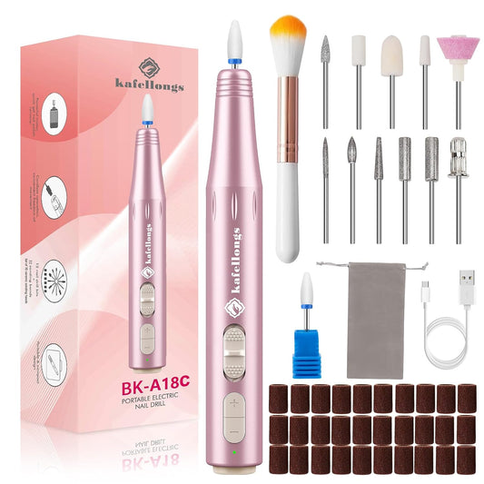 Kafellongs Cordless Electric Nail Drill Drill & File Manicure Machine, Acrylic & Gel Nail Kit