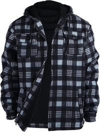 Heavy Thick Flannel Plaid Jacket Sherpa Fleece Lined Hoodies for Men Zip up Winter Warm Coat Buffalo Zipper Sweatshirt