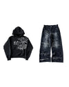Letters Print Casual Hoodies Women and Men Street Sweatpants Set Y2K Zipper Cardigan Sweatshirts Tracksuit Men Clothing