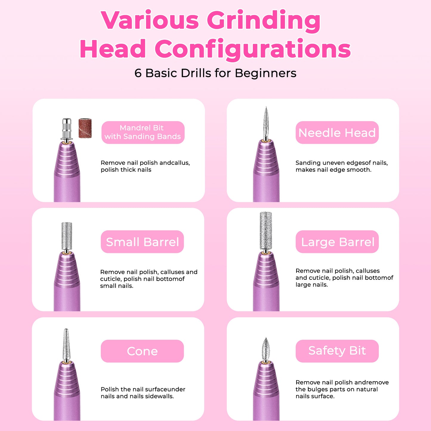 Portable Electric Nail Drill, Professional Nail File Kit for Acrylic Acid, Gel Nail, Nail Trimming with Nail Drill, Pedicure Abrasive Belt, Rose Gold