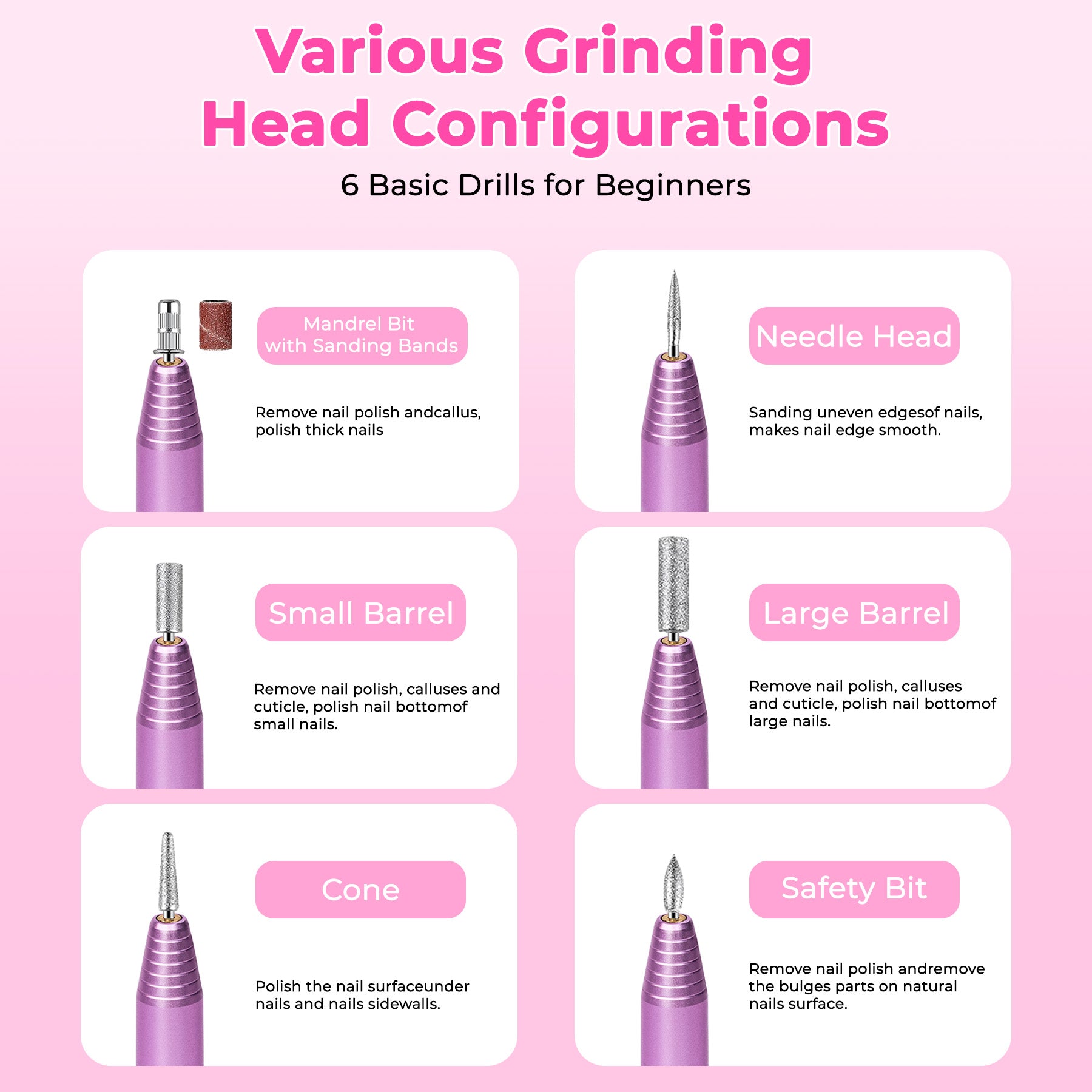 Portable Electric Nail Drill, Professional Nail File Kit for Acrylic Acid, Gel Nail, Nail Trimming with Nail Drill, Pedicure Abrasive Belt, Rose Gold