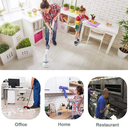 Electric Spin Scrubber, Rechargeable Power Scrubber, Shower Scrubber for Cleaning Electric Spin Shower Brush Cleaner with Long Handle, Electric Scrub Brush for Cleaning Bathroom & Bath Tub