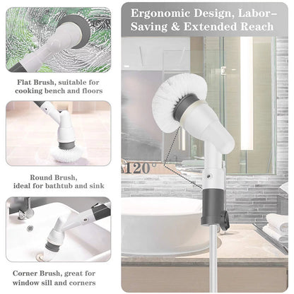 Electric Spin Scrubber, Rechargeable Power Scrubber, Shower Scrubber for Cleaning Electric Spin Shower Brush Cleaner with Long Handle, Electric Scrub Brush for Cleaning Bathroom & Bath Tub
