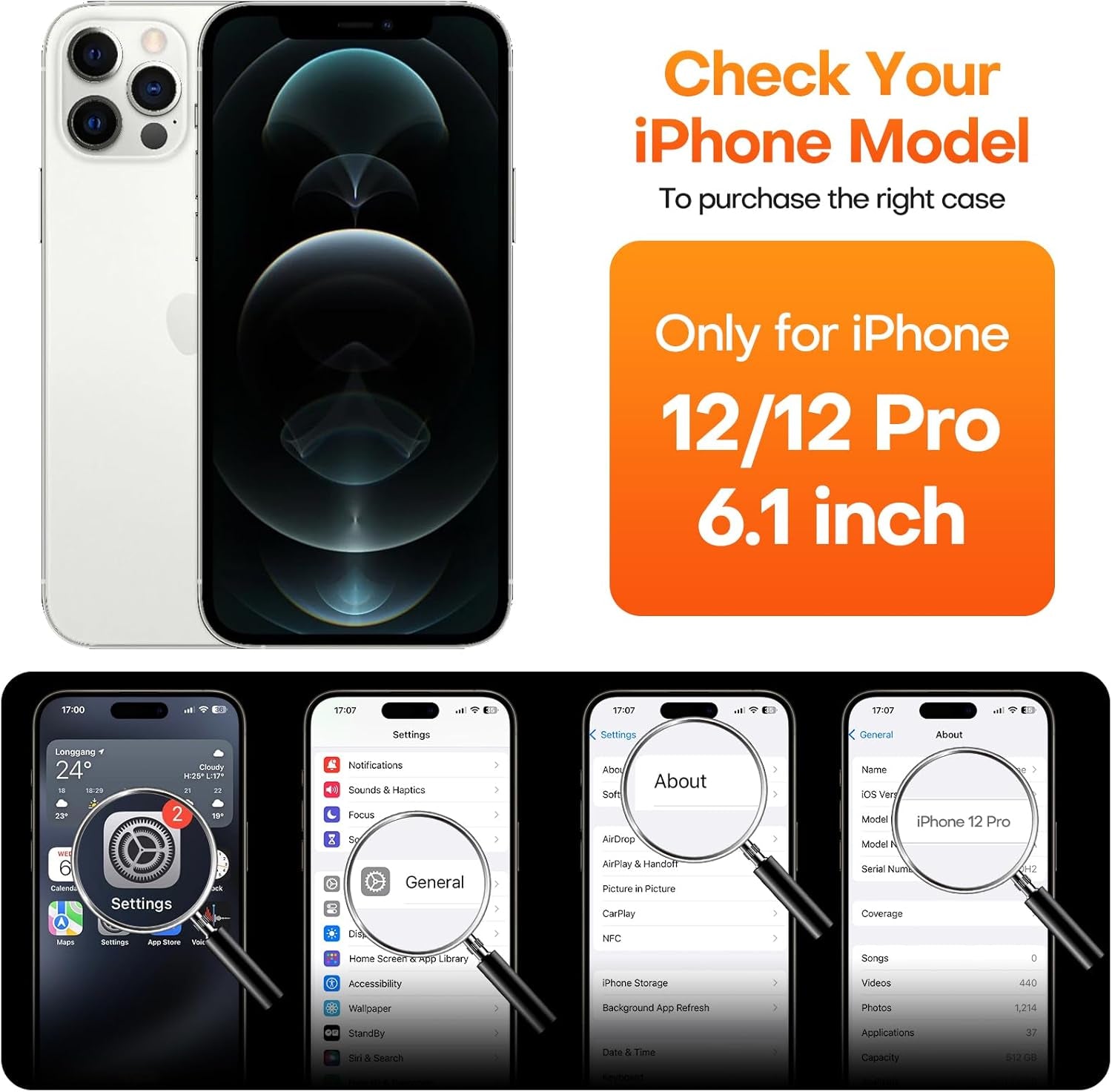 Heavy-Duty Silicone Case for Iphone 12/12 Pro - Two Shatterproof Glass Screen Protectors, Military Drop Protection, Scratch-Free Interior, Navy Blue