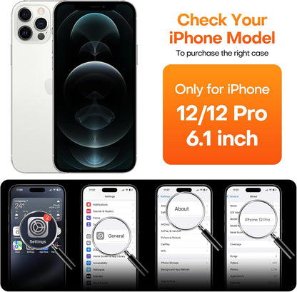 Heavy-Duty Silicone Case for Iphone 12/12 Pro - Two Shatterproof Glass Screen Protectors, Military Drop Protection, Scratch-Free Interior, Navy Blue