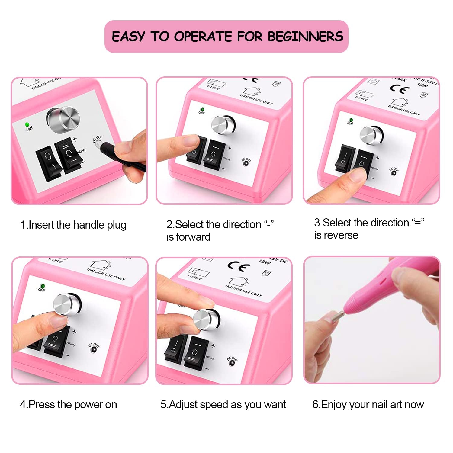 Electric Nail Drill Machine 20000 RPM, Acrylic Nail Tools for Thick Nails File Kit, Gel Nails Manicure Pedicure Polisher Sets for Home Salon Use