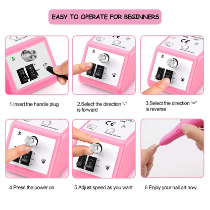 Electric Nail Drill Machine 20000 RPM, Acrylic Nail Tools for Thick Nails File Kit, Gel Nails Manicure Pedicure Polisher Sets for Home Salon Use