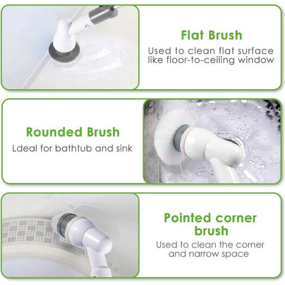 Electric Spin Scrubber, Rechargeable Power Scrubber, Shower Scrubber for Cleaning Electric Spin Shower Brush Cleaner with Long Handle, Electric Scrub Brush for Cleaning Bathroom & Bath Tub
